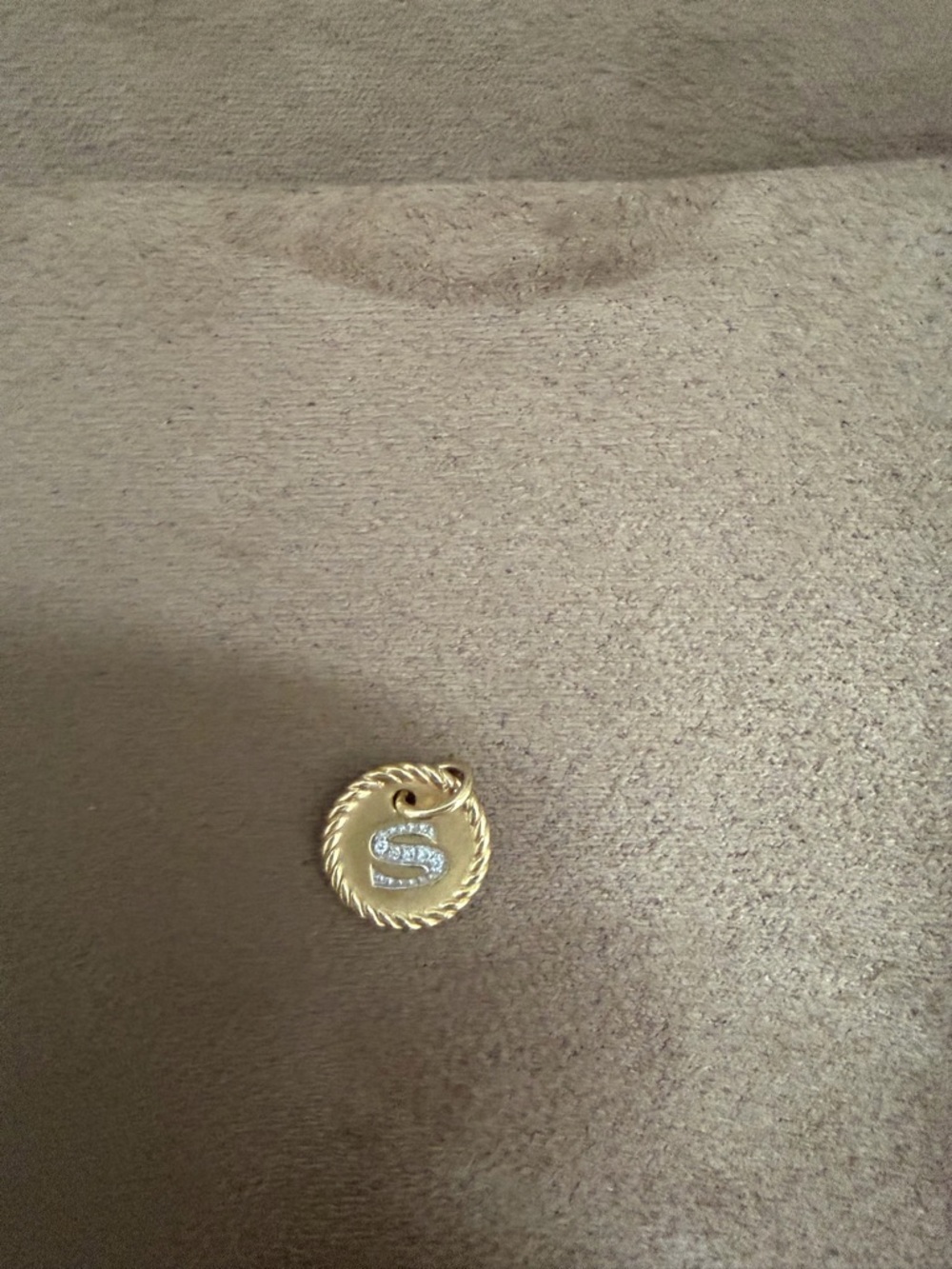 David Yurman Gold-Tone Rope-Edge Initial 'S' Pendant with Diamonds